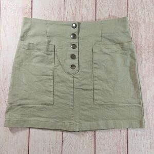 Mi Ami Sage Green Side Pocket Button Front Mini Skirt sz M
